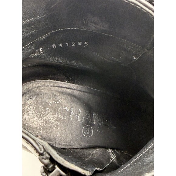 Chanel CC Turnlock Ankle Boots EU 36.5  US 6 Black Block Heel Booties - Picture 9 of 11